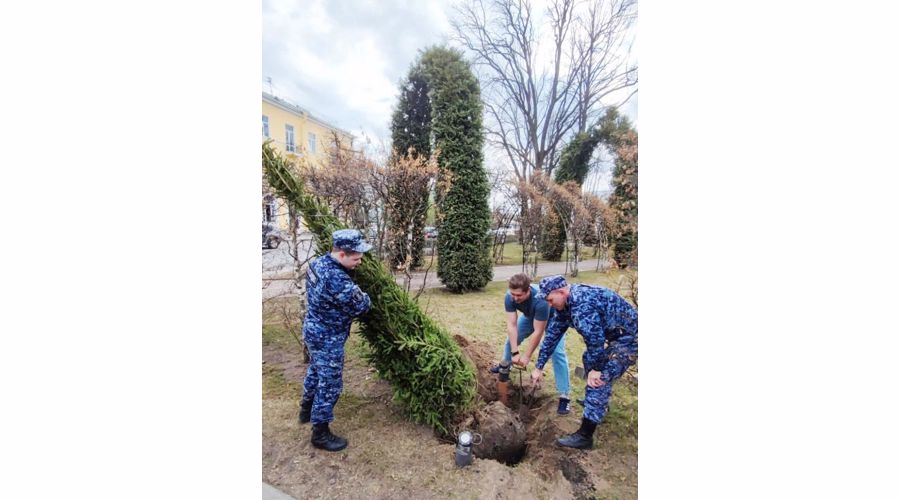 В Новом Петергофе сотрудники вневедомственной охраны приняли участие в экологическом субботнике