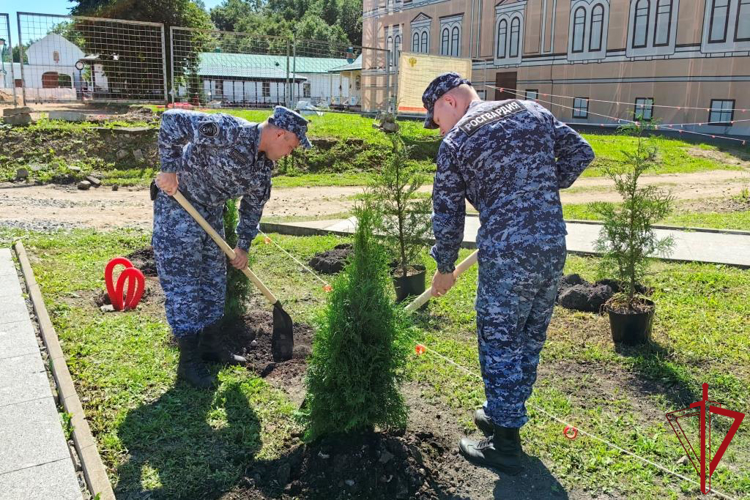 Представители ГУ Росгвардии приняли участие в создании Аллеи памяти героев на территории Староладожского Никольского монастыря в Ленобласти