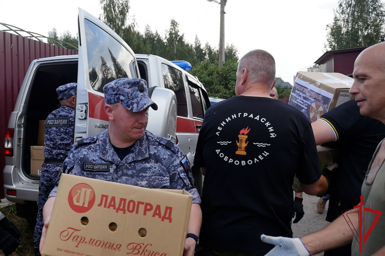 В Санкт-Петербурге сотрудники Росгвардии направили гуманитарную помощь пострадавшим жителям Курской области