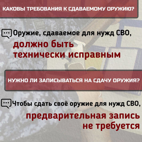 Вниманию граждан: как передать своё оружие на СВО