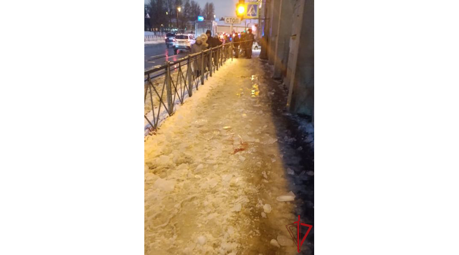 В Адмиралтейском районе сотрудники Росгвардии пришли на помощь учащемуся колледжа, пострадавшему от падения льда с крыши