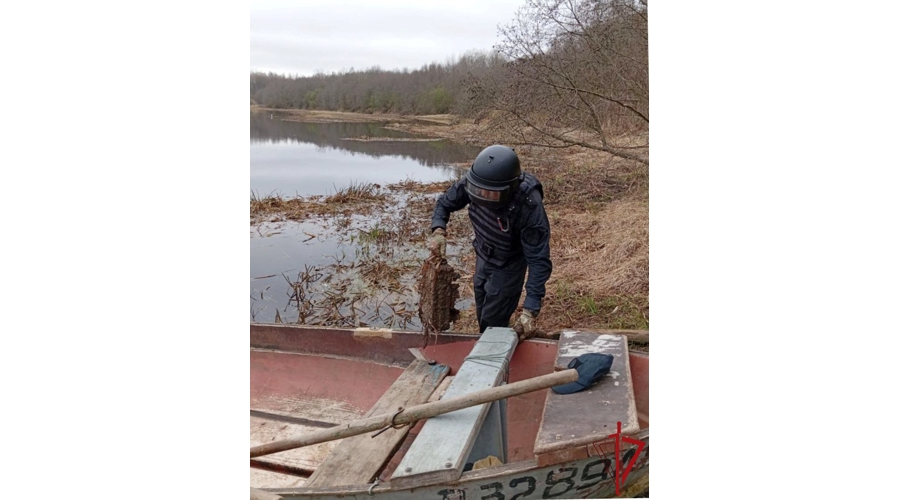 В Колпинском районе сотрудники ОМОН "Бастион" Росгвардии обследовали снаряды времён войны, обнаруженные водолазами на берегу реки Тосна