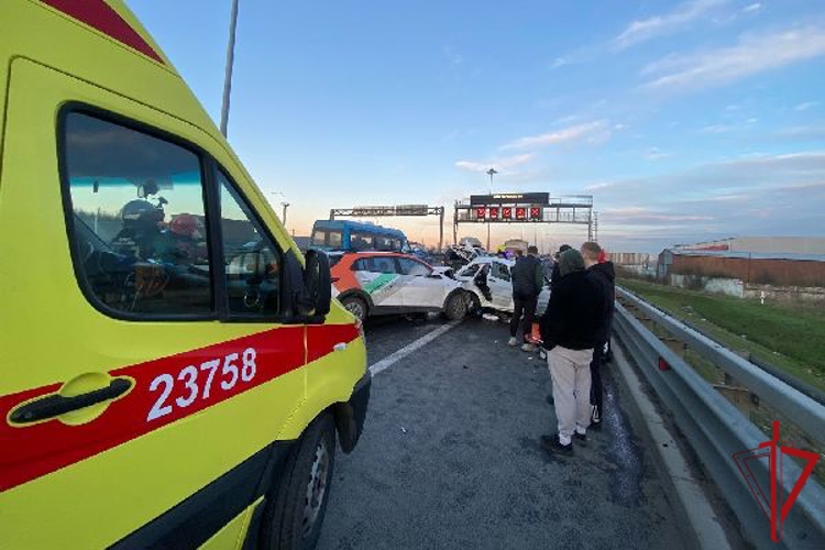 Сотрудники Росгвардии пришли на помощь водителю и пассажирам автомобиля, пострадавшим в результате аварии на 82-м километре КАД