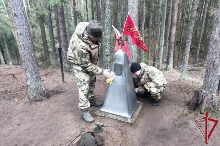 В Ленинградской области сотрудники ОМОН "Балтика" Росгвардии почтили память павших воинов Красной армии