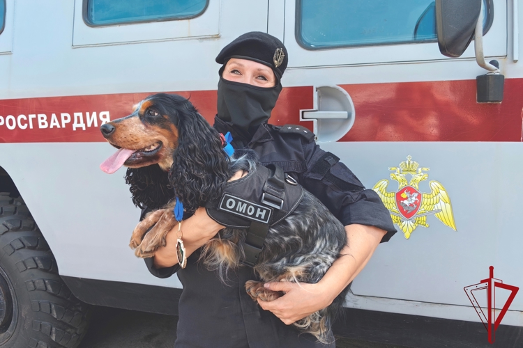 В петербургском ОМОН «Балтика» с почётом проводили на пенсию служебную минно-розыскную собаку