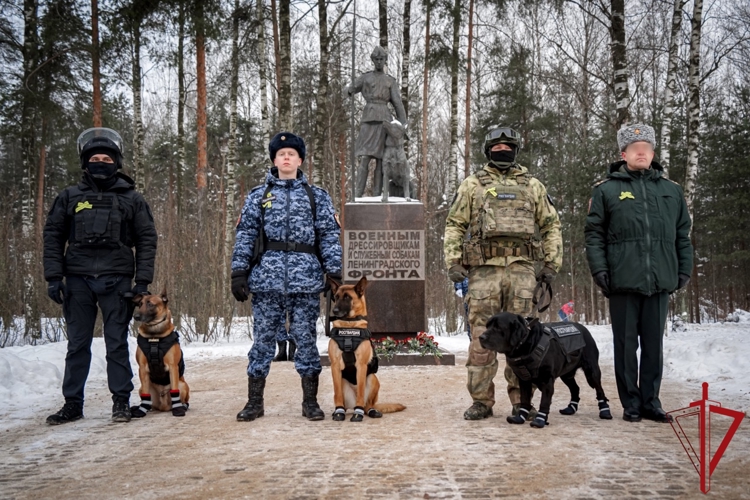 Кинологи Северо-Западного округа войск национальной гвардии РФ почтили память военных кинологов Ленинградского фронта