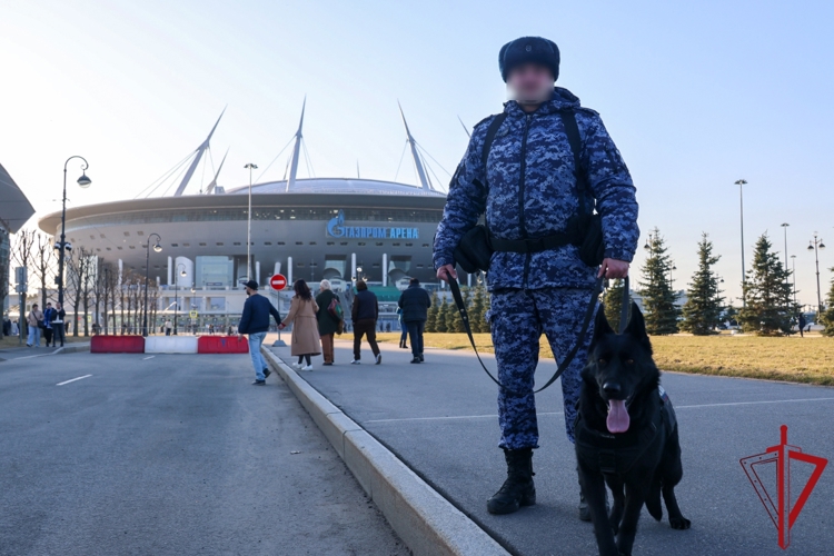 Сотрудники и военнослужащие Росгвардии обеспечили правопорядок во время футбольного матча "Зенит" – "Кайрат"