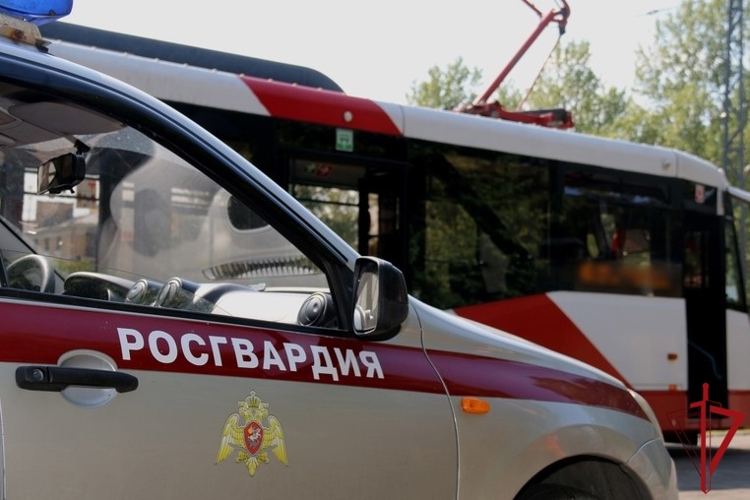 В Кировском районе наряд Росгвардии задержал хулиганов, спровоцировавших конфликт с кондуктором и бросивших бутылку в стекло трамвая