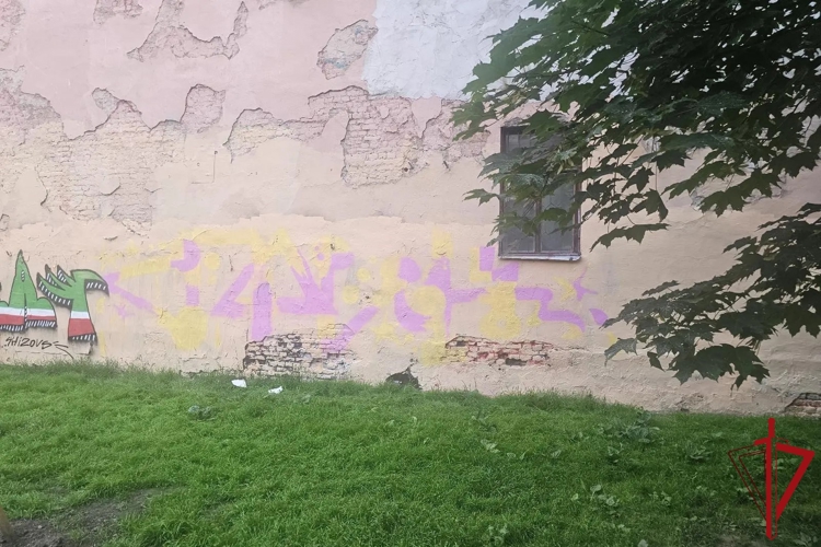 В Центральном районе сотрудники Росгвардии задержали правонарушителя, наносившего граффити на стену здания